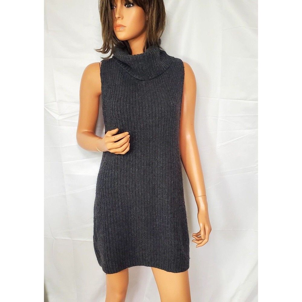 Free People Women's Gray Wool Relaxed Sweater Back Open Lagenlook Chunky XS